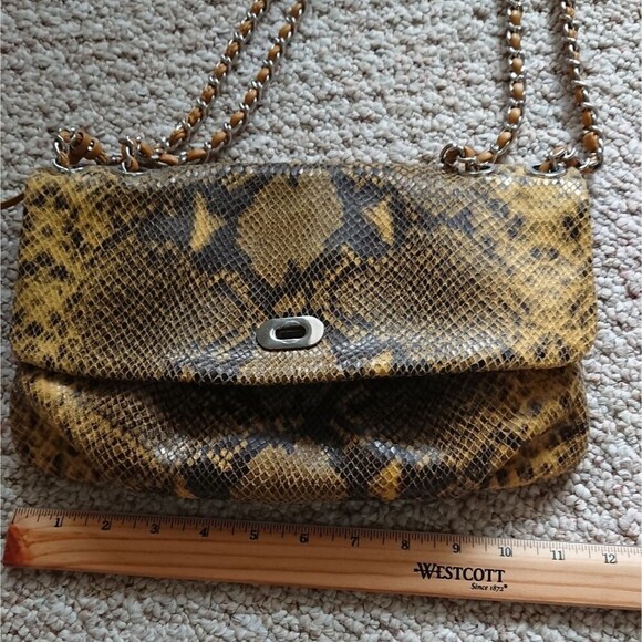 Elie Tahari Python Embossed Leather Crossbody Bag in yellow and black - Picture 8 of 14